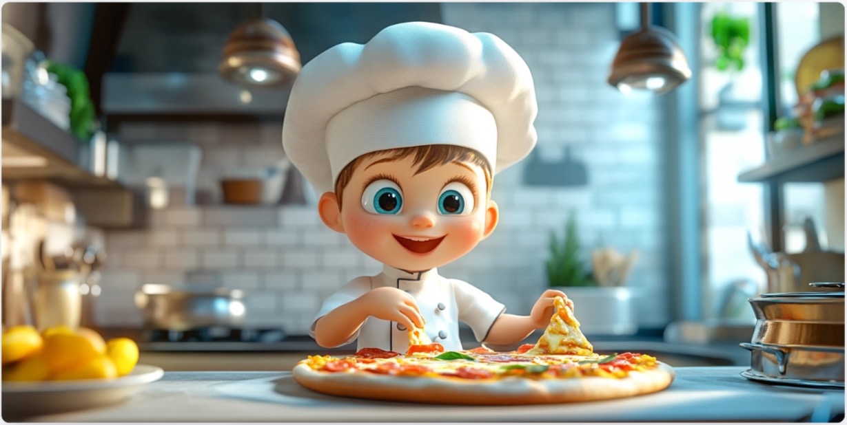 Child pizza chef